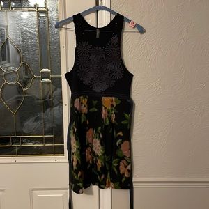 Free people floral embroidered dress with back tying bow